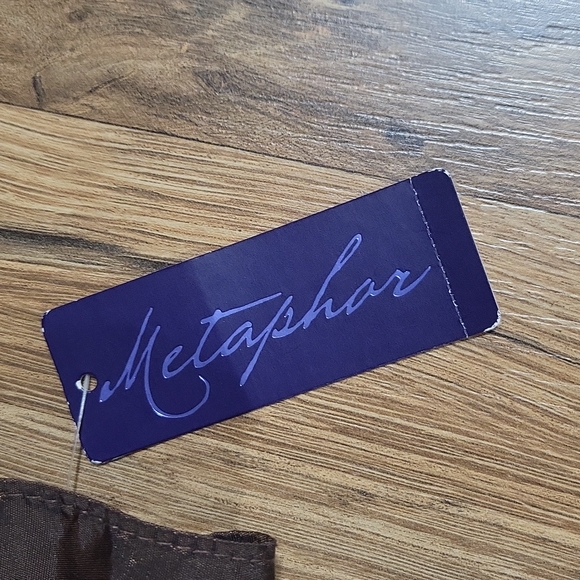 VINTAGE METAPHOR Brown Poly/Nylon Acetate Wrap V-neck Ruffle Blouse - Picture 4 of 16